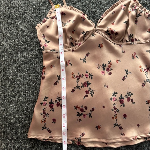 Vintage Y2K French Kiss S Floral Cami Blouse Champagne Dainty Romantic Coquette - Picture 9 of 12